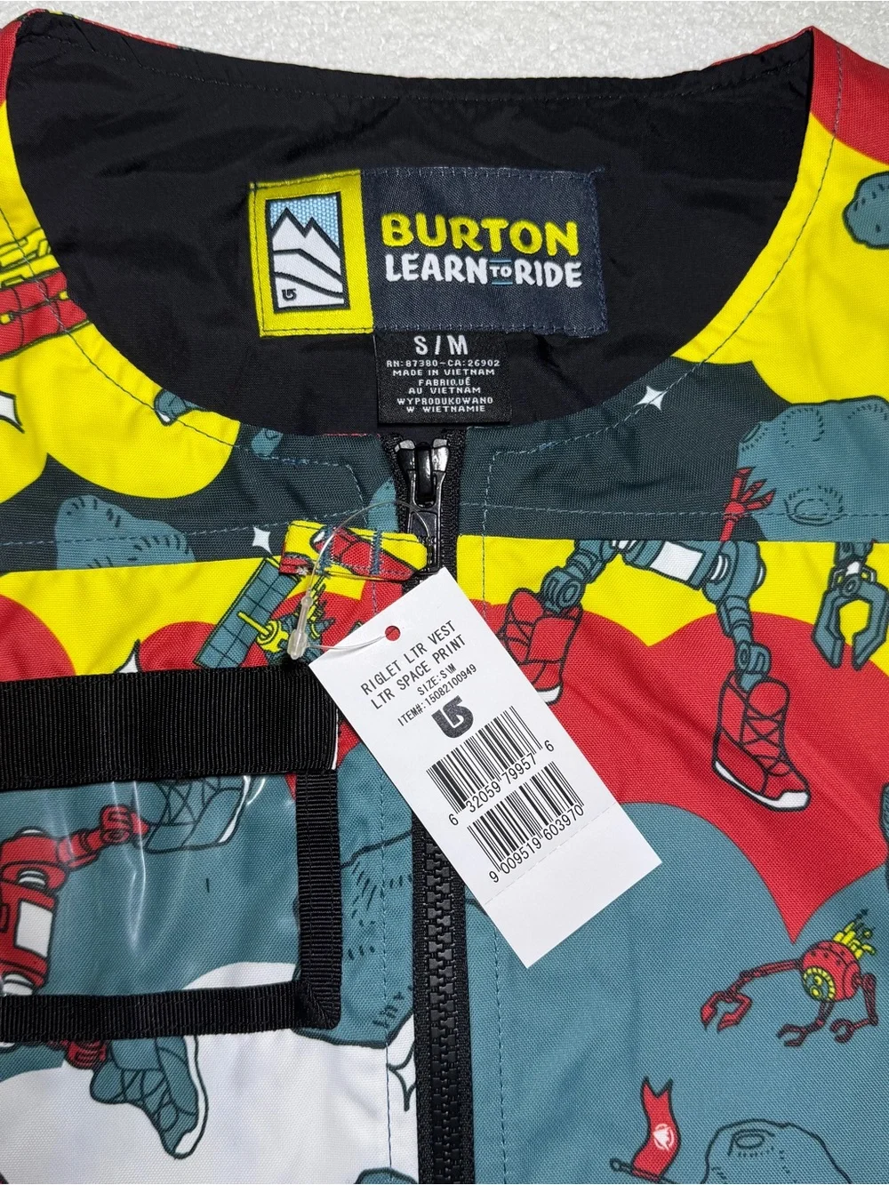 Burton Kids Learn-to-Ride Vest in Yellow/Red/Blue S/M NEW